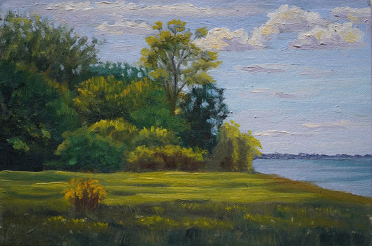 Frühling am Bodden, originale Öl-Malerei von Klaus Krege
