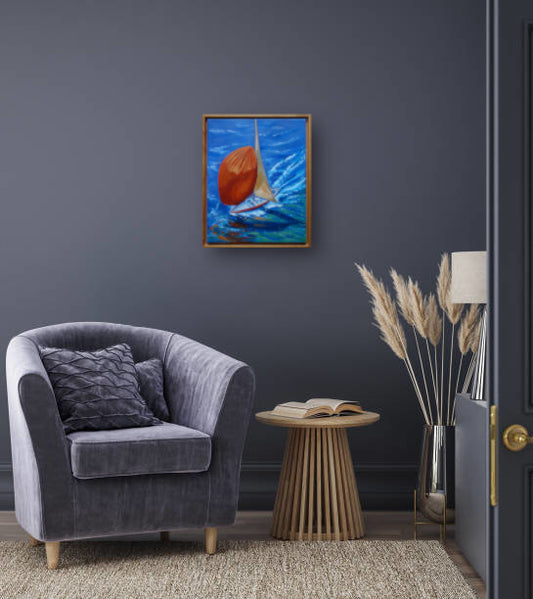 Vor dem Wind, originala Öl-Malerei, INKLUSIVE DES RAHMENS