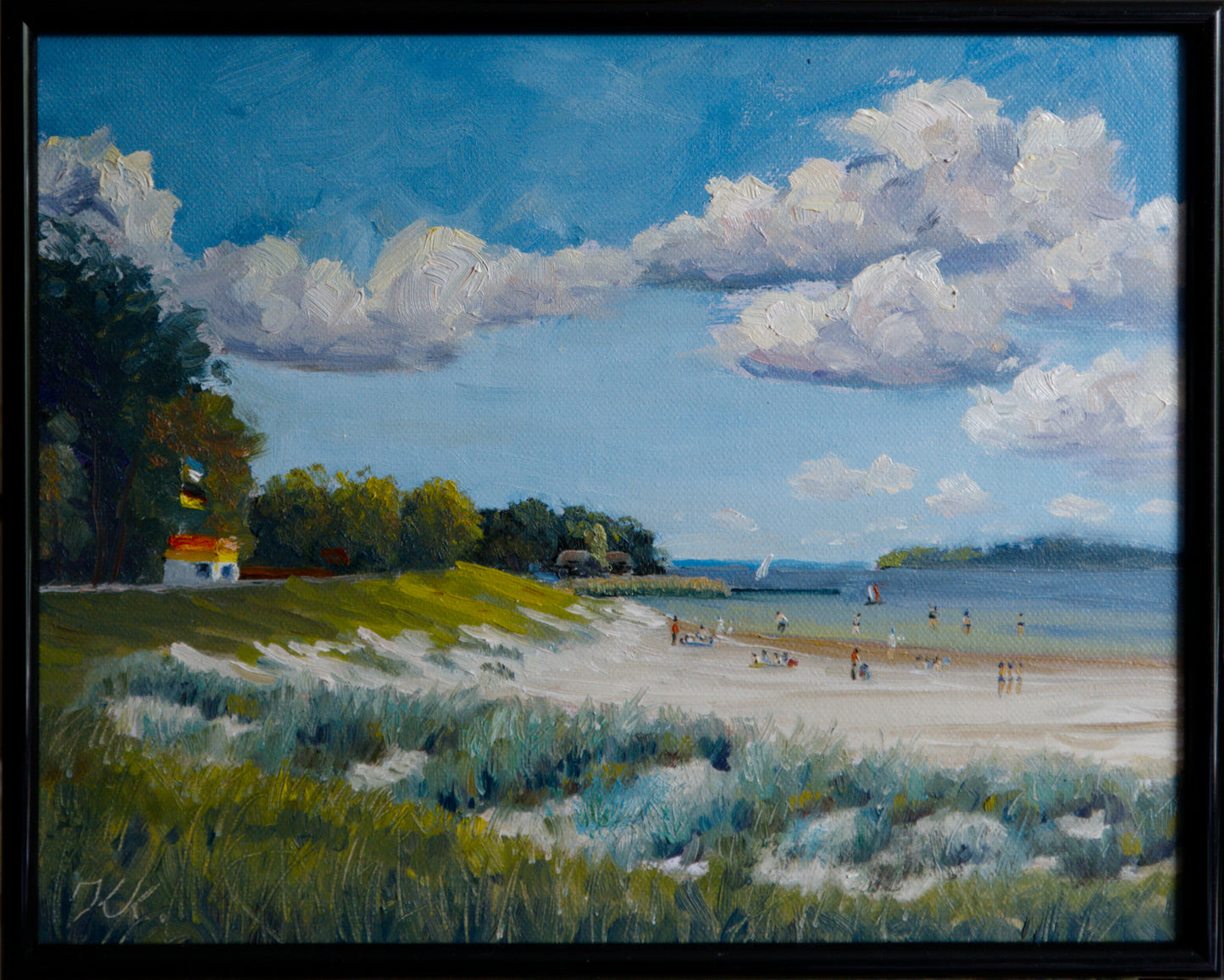 Strandbad Eldena, Greifswald, Öl Gemälde, 24 x 30 cm