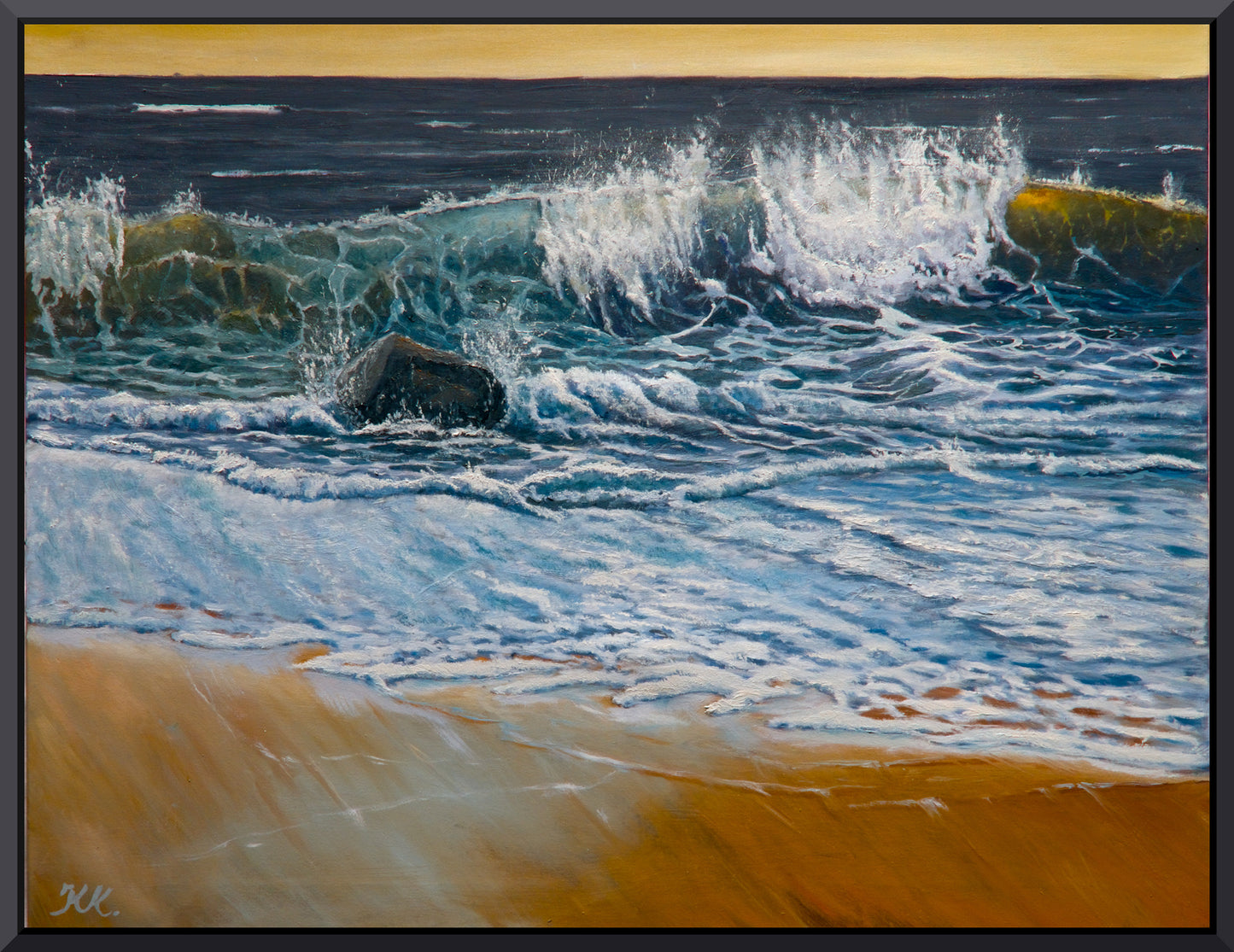 Original Ölgemälde „Der Stein und die Geduld der Welle“ – 70 x 90 cm – auf Leinwand