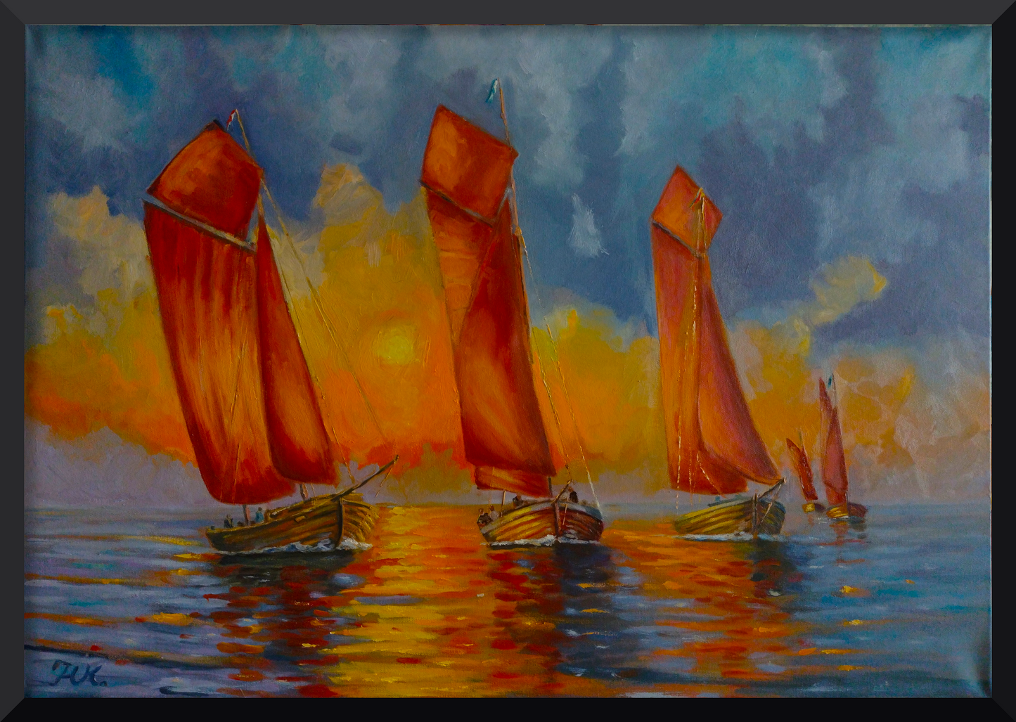 Zeesbootregatta, Malerei, Bilder vom Meer, Original-Kunst, Ostsee, maritime Malerei, Strand, Meer, Wasser, Wohnzimmer Deko, Kunst,Boote