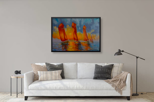 Zeesbootregatta, Malerei, Bilder vom Meer, Original-Kunst, Ostsee, maritime Malerei, Strand, Meer, Wasser, Wohnzimmer Deko, Kunst,Boote