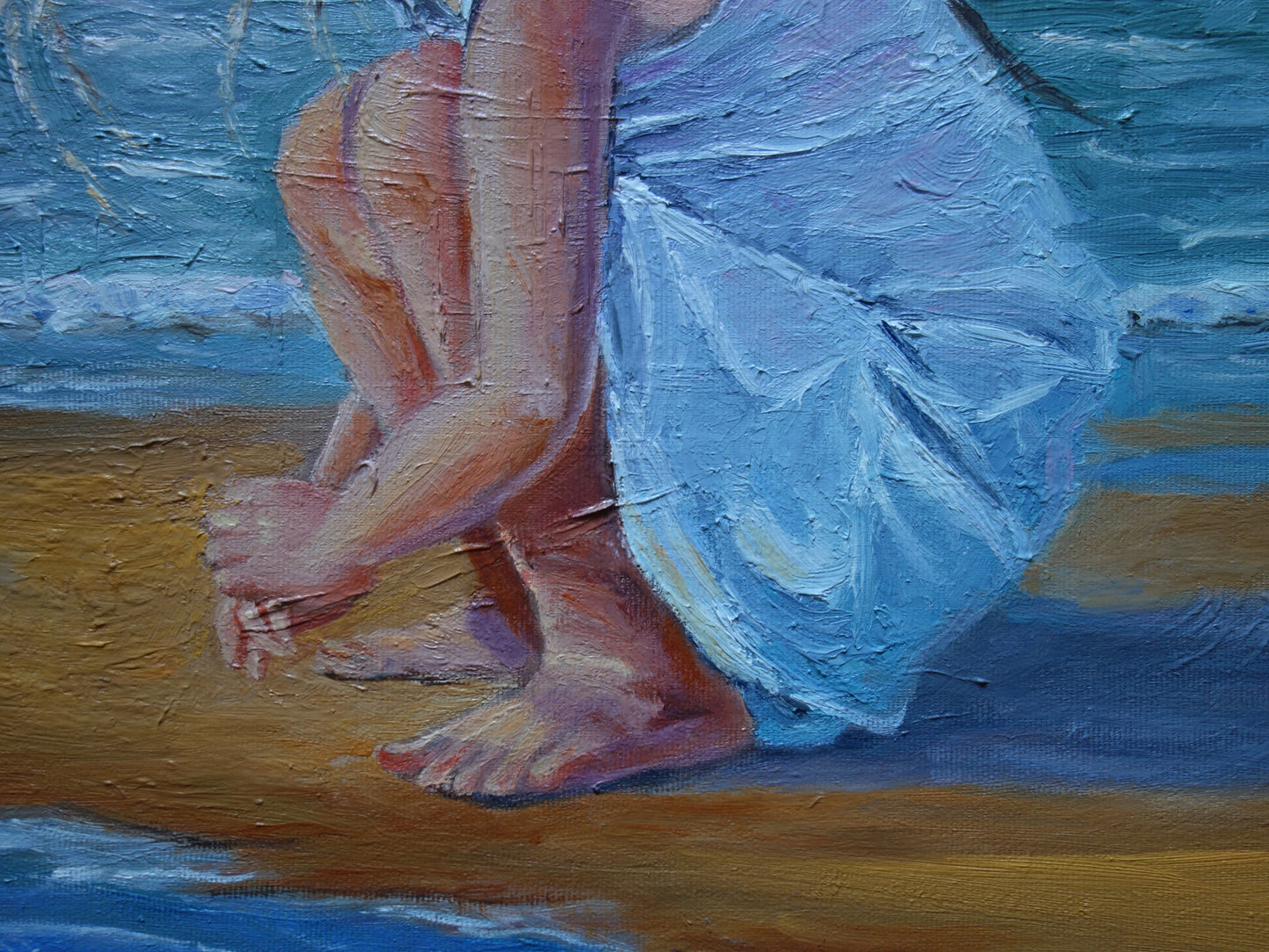 Conversation between a seagull and a little girl, Malerei, Möwen, Bilder vom Meer, Original-Kunst, Ostsee,  Strand, Meer, , Wandkunst, sea