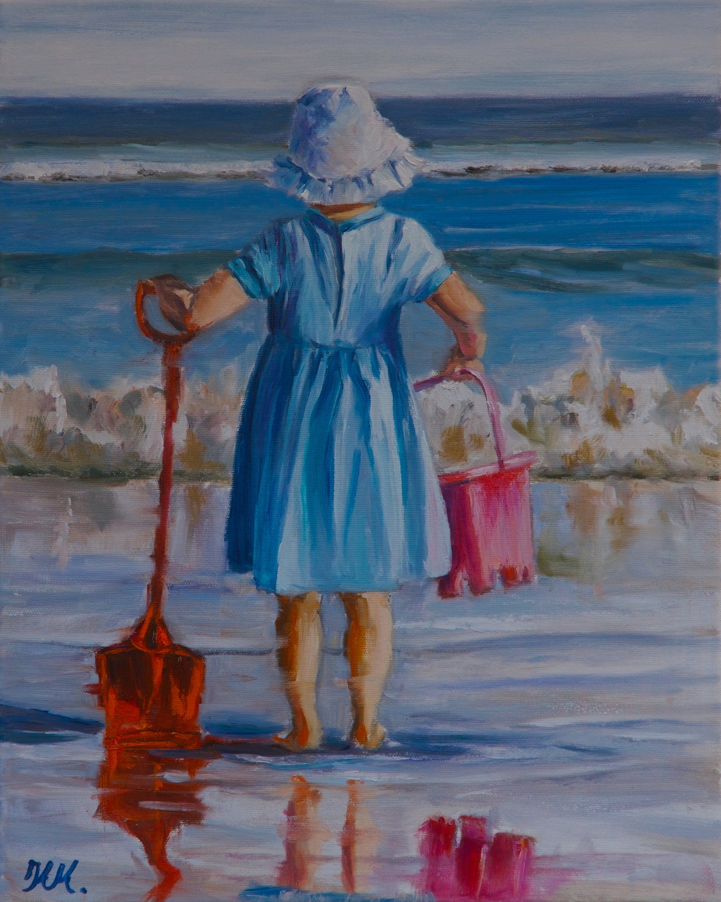 kleines Mädchen am Meer, Oil-painting
