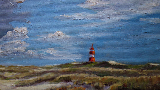 Leuchturm und Dünen auf Sylt, Original-Kunst,