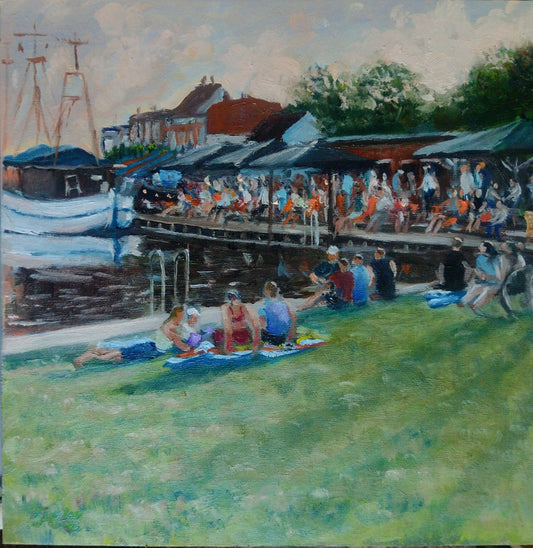 Museumshafen am Abend, originales Ölgemälde von Klaus Krege