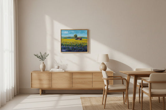 Sonnenblumenfeld, Originale Ölmalerei von Klaus Krege,50 x 60 cm