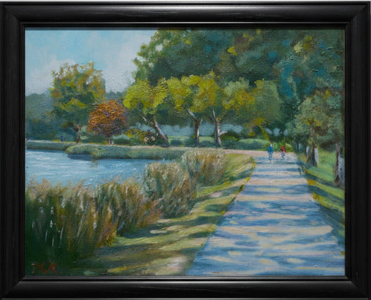 Treidelpfad am Ryck, originales Öl-Gemälde von Klaus Krege, 40 x 50 cm