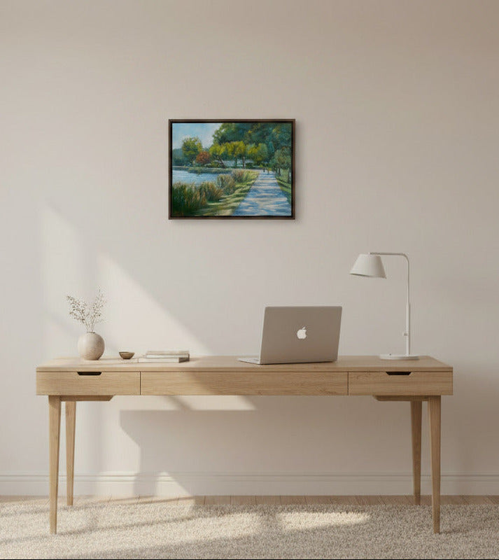 Treidelpfad am Ryck, originales Öl-Gemälde von Klaus Krege, 40 x 50 cm