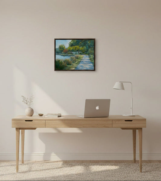 Treidelpfad am Ryck, originales Öl-Gemälde von Klaus Krege, 40 x 50 cm