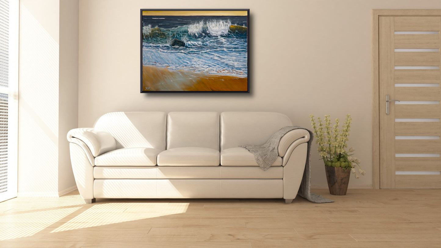 Original Ölgemälde „Der Stein und die Geduld der Welle“ – 70 x 90 cm – auf Leinwand