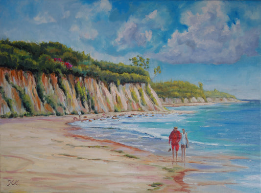 Strandwanderer am Hochufer, Bilder vom Meer, Original-Kunst