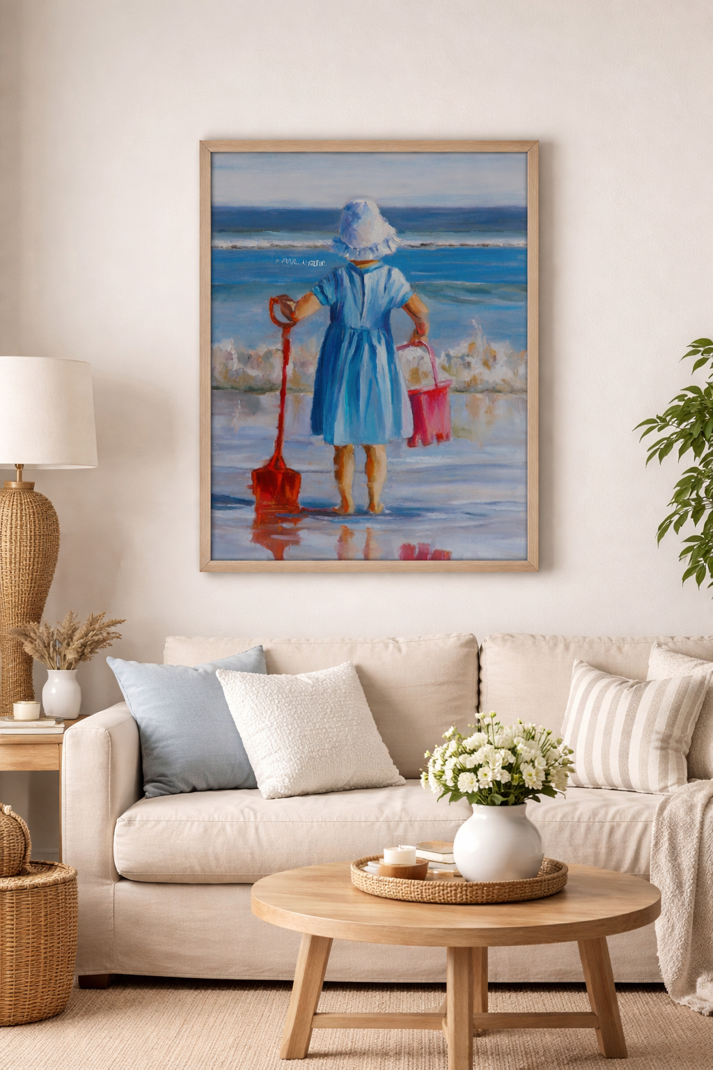 kleines Mädchen am Meer, Oil-painting